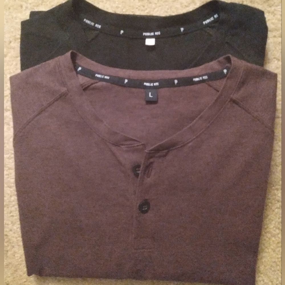 BUNDLE 2‎ Public Rec Pima Cotton Blend Henleys Short Sleeve  Lightweight Large
